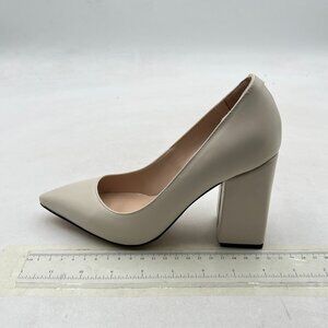 FSJ White Matte Classic Casual Pumps Pointed Toe Chunky Heels Shoe for Business